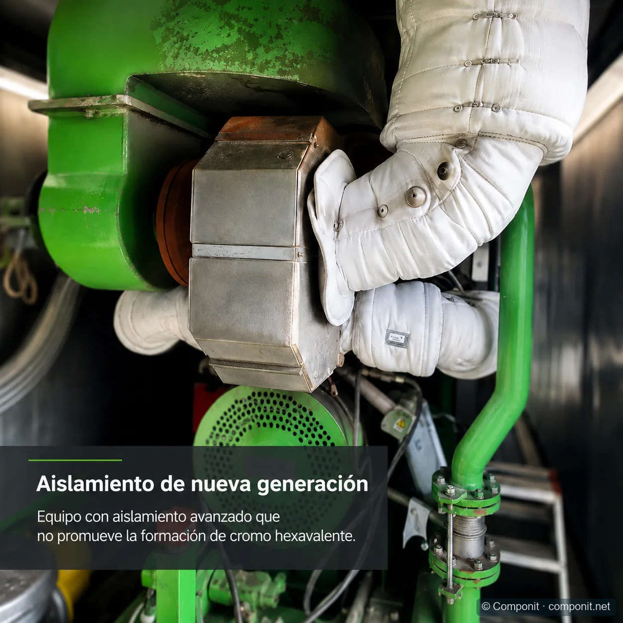 Sistema de aislamiento desmontable sin calcio instalado sobre un equipo industrial